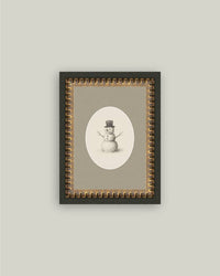 Oval Snowman Framed Antique Art - 5x7