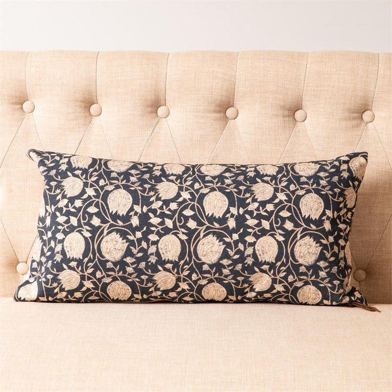 Navy Block Print Lumbar Pillow