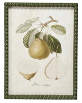 Hobnail Wood Framed Wall Décor w/ Vintage Reproduction Pear Print
