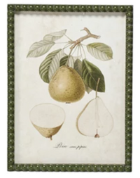 Hobnail Wood Framed Wall Décor w/ Vintage Reproduction Pear Print