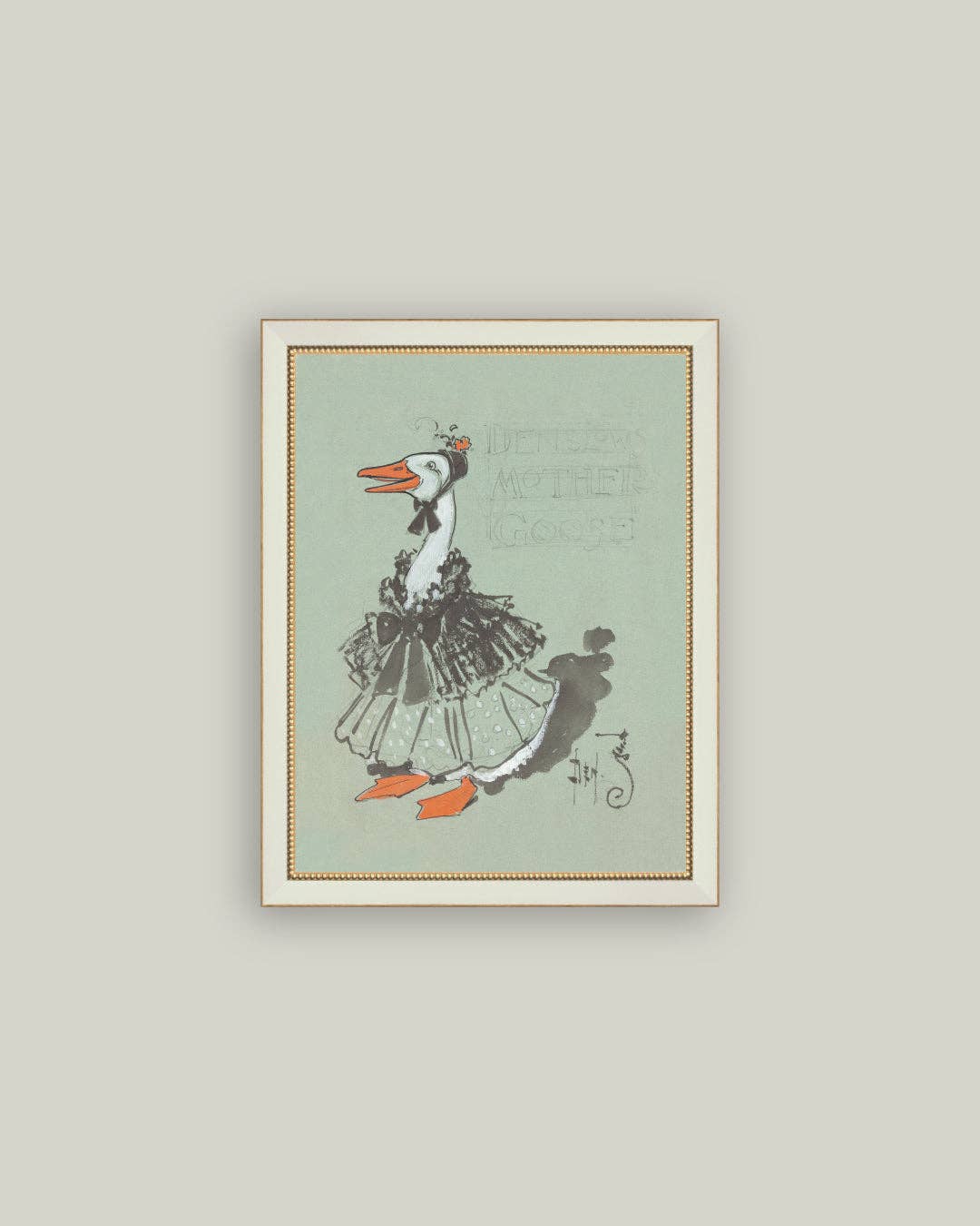 Mother Goose Framed Antique Art - 7x9