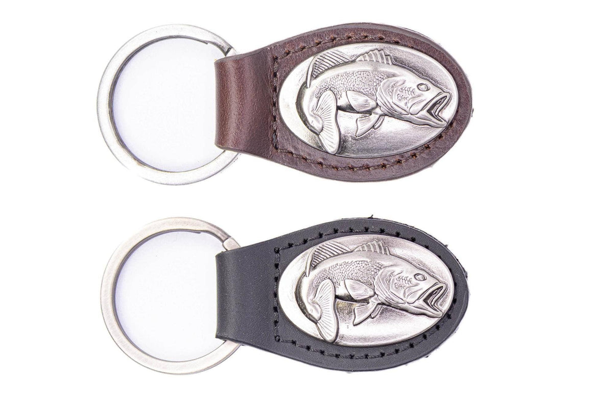Bass Oval Leather Keychain
