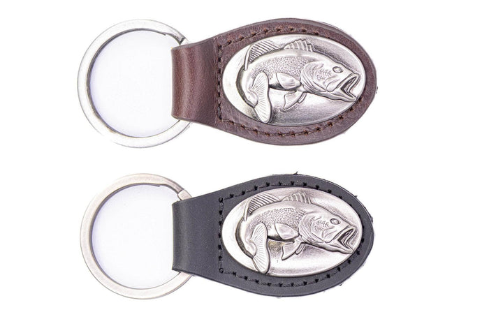 Bass Oval Leather Keychain