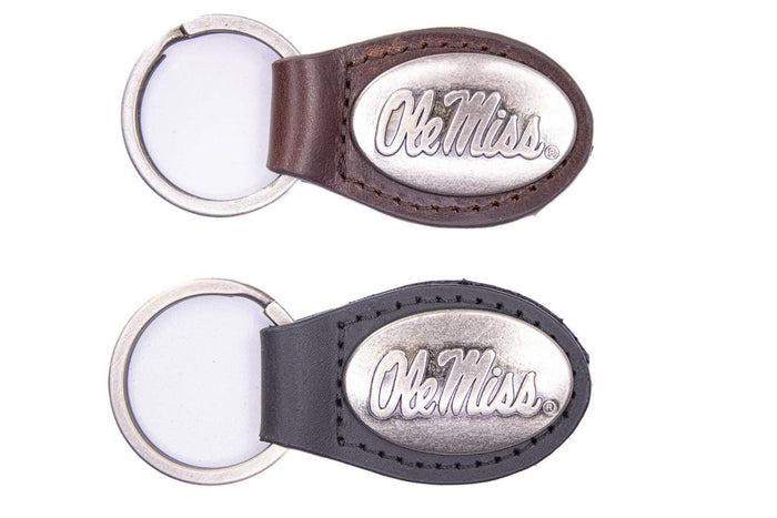 Ole Miss Rebels Oval Leather Key Fob.