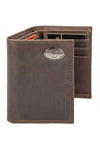 Georgia Bulldogs Men's Collegiate Trifold Leather Wallet.