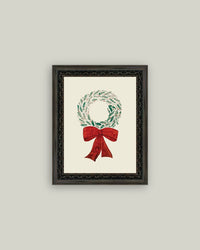 Christmas Wreath Framed Antique Art - 5x7