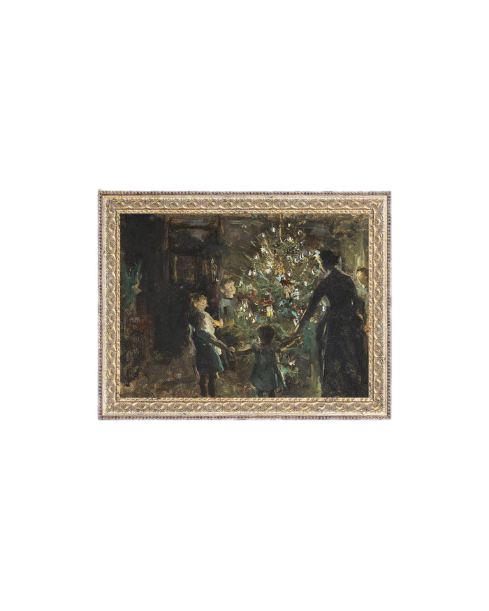 Gather Around the Tree Framed Antique Art - 10x8
