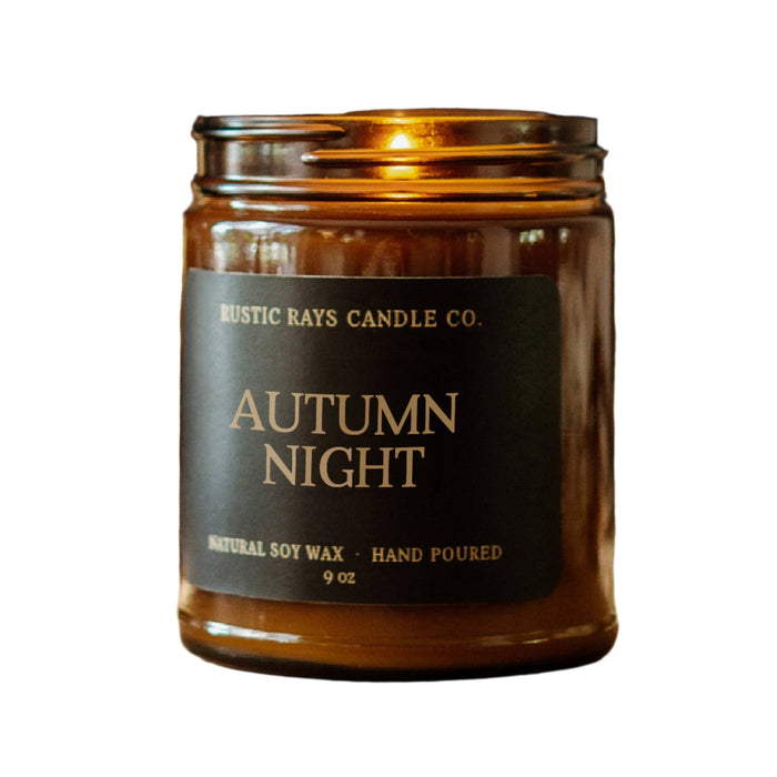 Autumn Night Fall Soy Candle - 9 oz Amber Jar