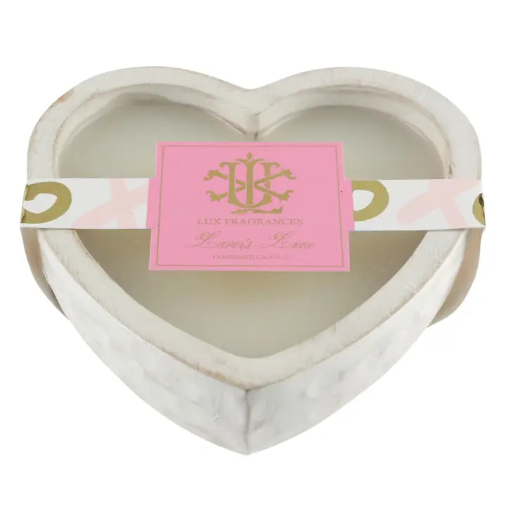 Lover's Lane White Heart Dough Bowl Candle