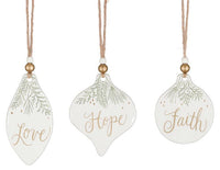 Green Sprigs Ornament - Love/Hope/Faith
