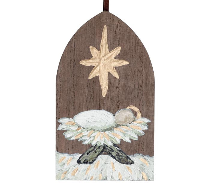 Arch Shaped Wooden Ornament - Baby Jesus