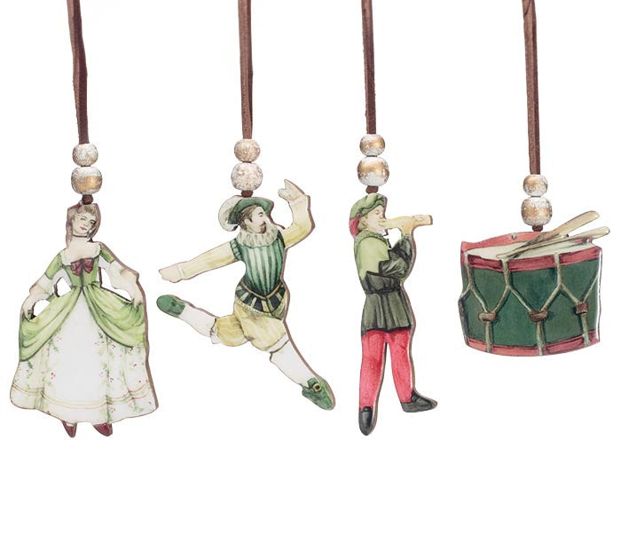 12 Days of Christmas Mango Wood Character Ornaments