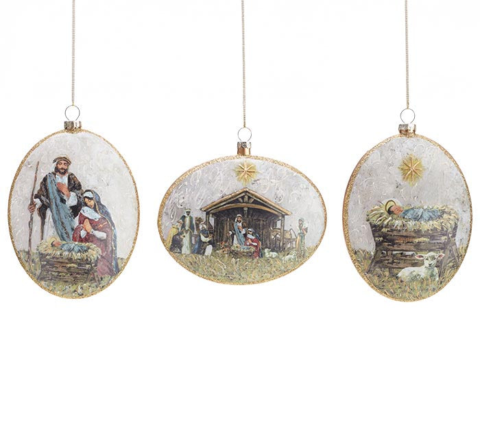 Divine Impression Holy Family Glass Ornaments