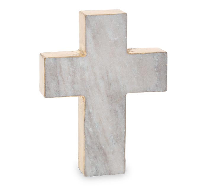 Marble Cross Shelf Sitter w/Gold Foil