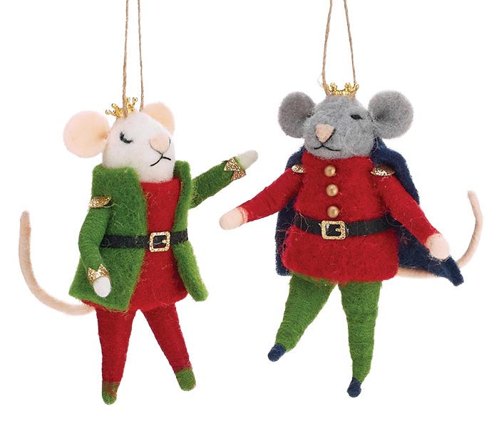 Wool Mice Nutcracker Ornaments