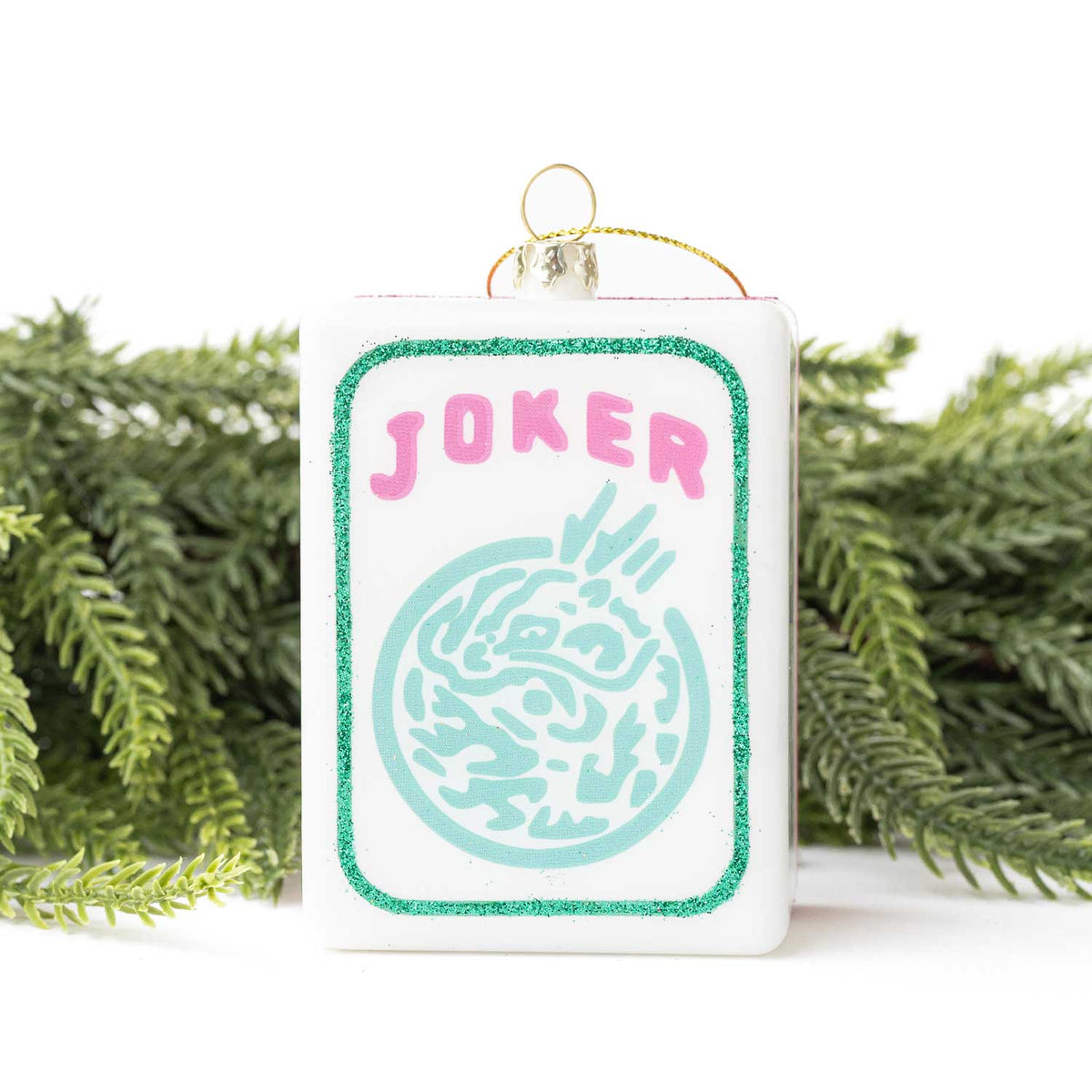 Mahjong Joker Glass Christmas Ornament