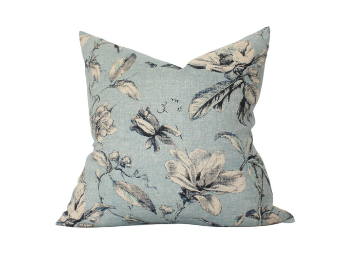 Brooklyn Light Blue Floral Pillow - 20x20