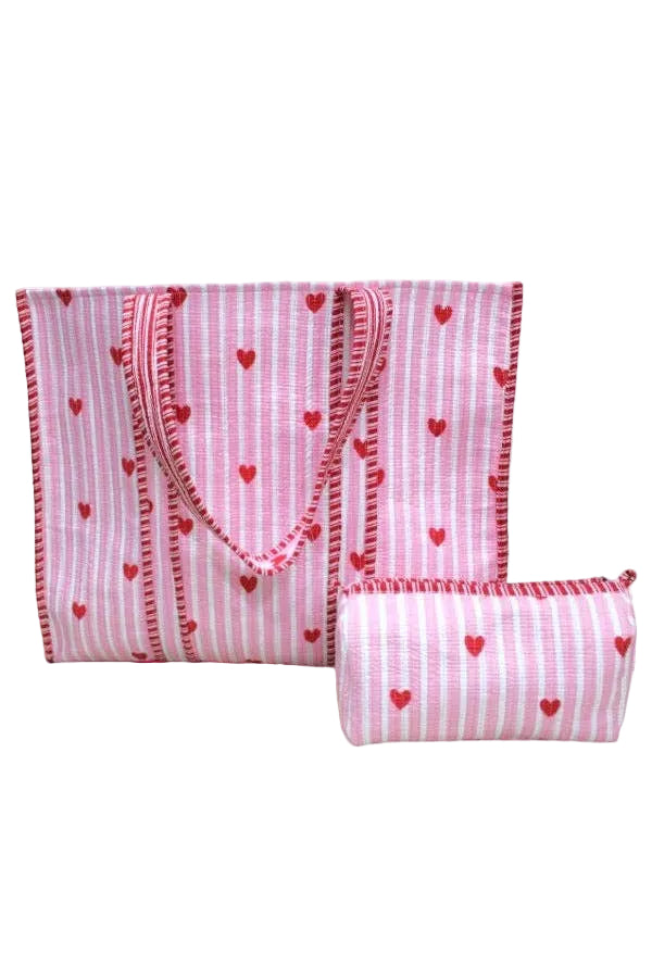Sweet on You Pink Tote and Cosmetic Bag Set