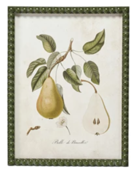 Hobnail Wood Framed Wall Décor w/ Vintage Reproduction Pear Print