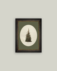 Oval Matte Tree Framed Antique Art -7x9