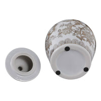Brown/White Ceramic Chinoiserie Bird Vase, 12 in