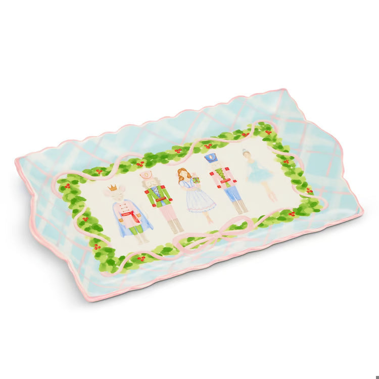 Pastel Plaid Nutcracker Ballet Ruffle Tray - 13"