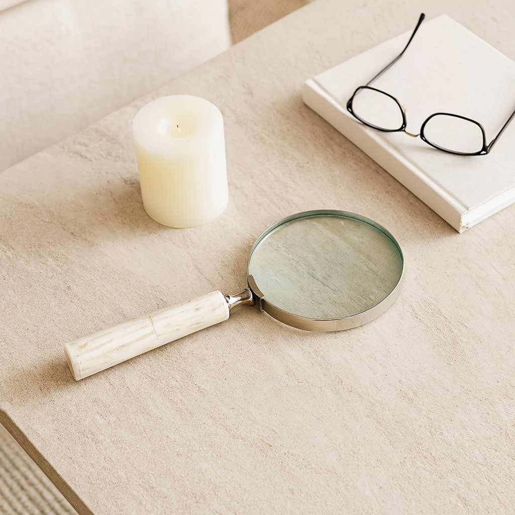 Ivory Resin Magnifying Glass, 9 in.