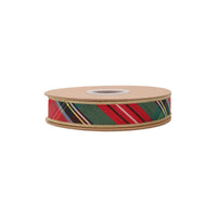 1" Wired Ribbon | Bold Christmas Plaid w/ Metallic Gold Backing | 10 Yds