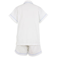 Logan Periwinkle Cotton Poplin Short Sleeve Shorty Pajamas