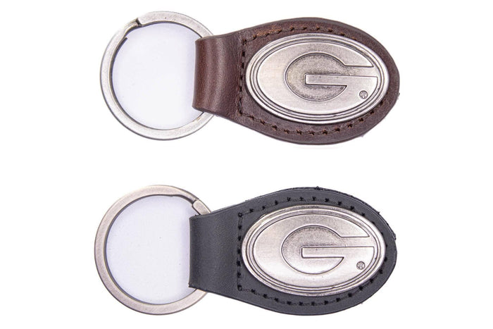 Georgia Bulldogs Oval Leather Key Fob.