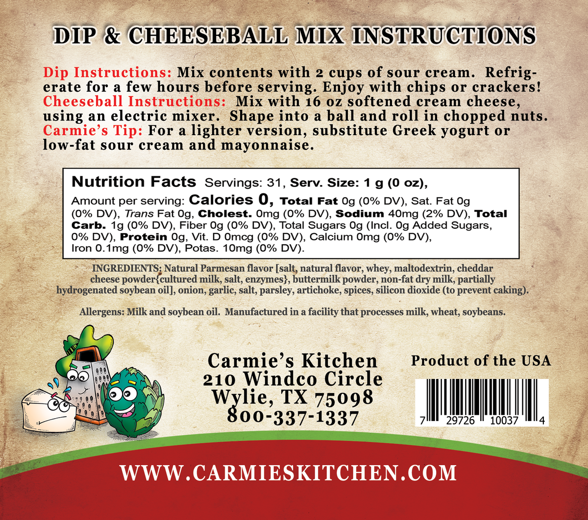 Carmie's Kitchen Dip Mixes
