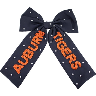 Beaded Hair Bow - Auburn