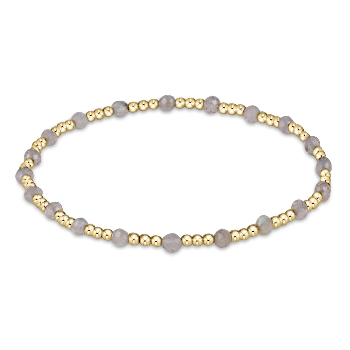 gemstone gold sincerity pattern 3mm bead bracelet - labradorite