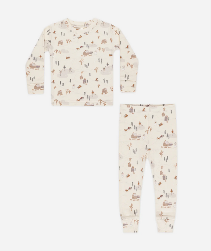 Organic Long Sleeve Pajama Set | Winter Town