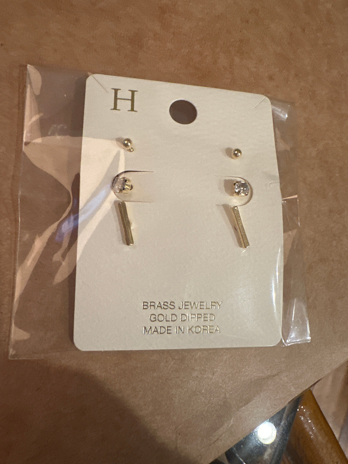 Mini Bar & CZ Earring Set