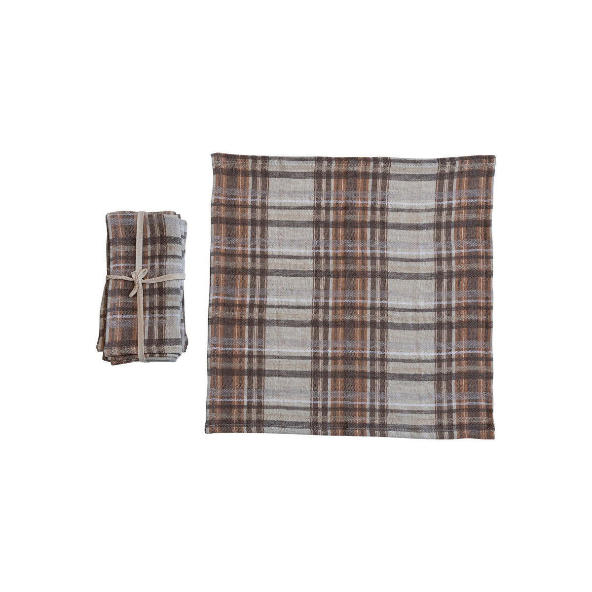 Woven Linen Napkins, Multi Colored Plaid