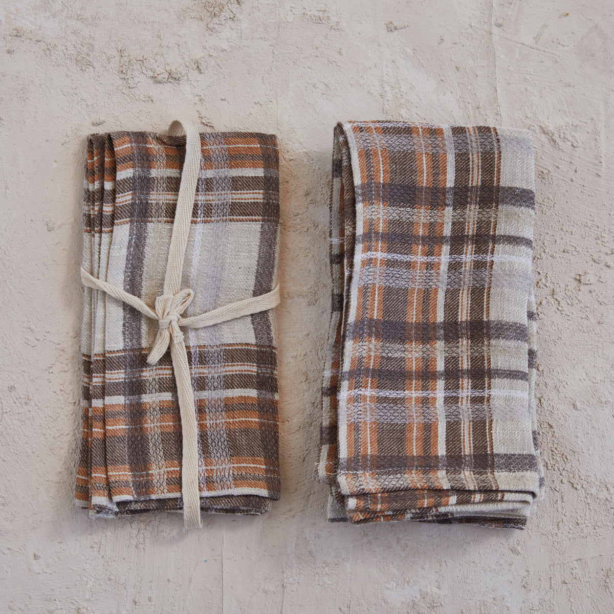 Woven Linen Napkins, Multi Colored Plaid