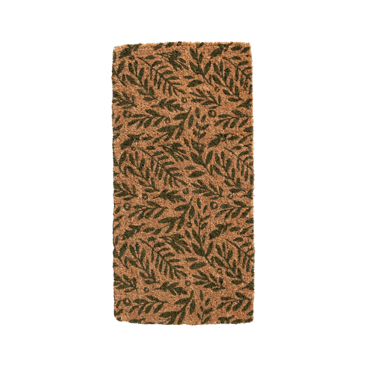 Natural Coir Door Mat with Botanical Pattern