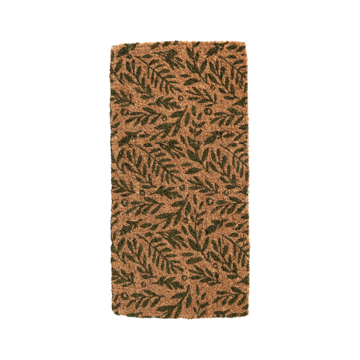 Natural Coir Door Mat with Botanical Pattern