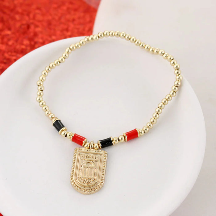 Georgia Gold Arch & Enamel Tube Bead Stretch Bracelet