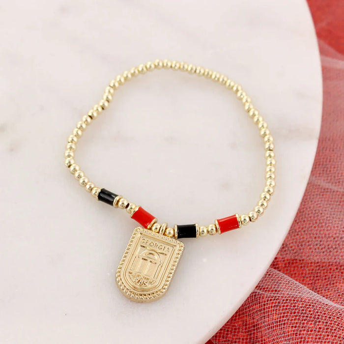 Georgia Gold Arch & Enamel Tube Bead Stretch Bracelet
