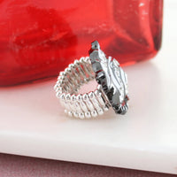 Georgia Bulldog Crystal Logo Stretch Ring