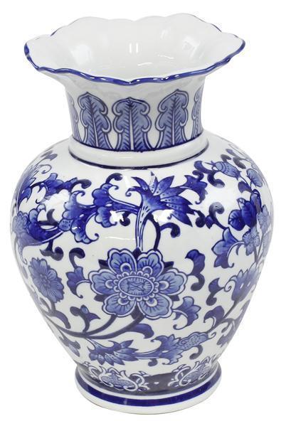 Blue and White Porcelain Vase - 9.5"