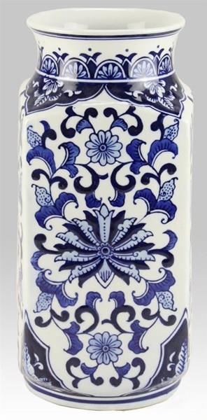 Blue and White Porcelain Vase - 13.5"