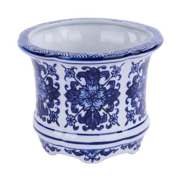 Blue and White Porcelain Jardiniere - 6" x 5"H