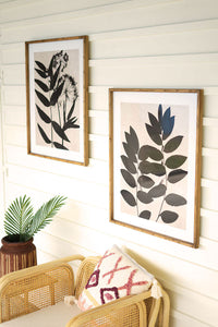 Framed Black Leaf Prints - SET of 2