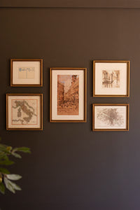 Mixed Framed European Gallery Wall Prints under Glass