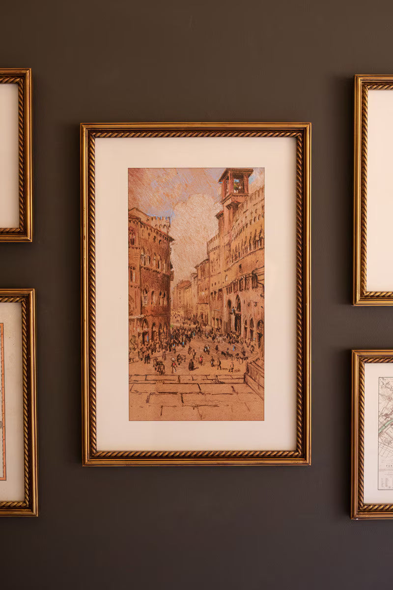 Mixed Framed European Gallery Wall Prints under Glass