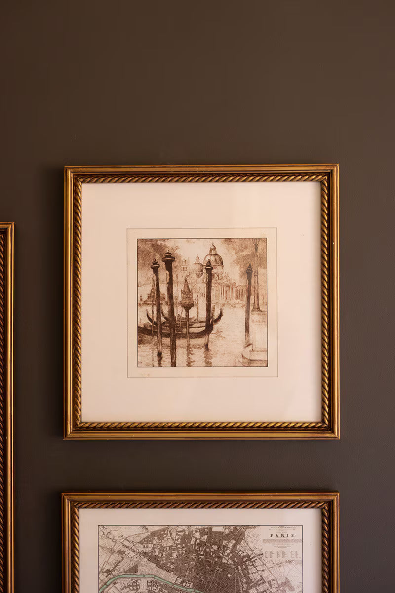 Mixed Framed European Gallery Wall Prints under Glass