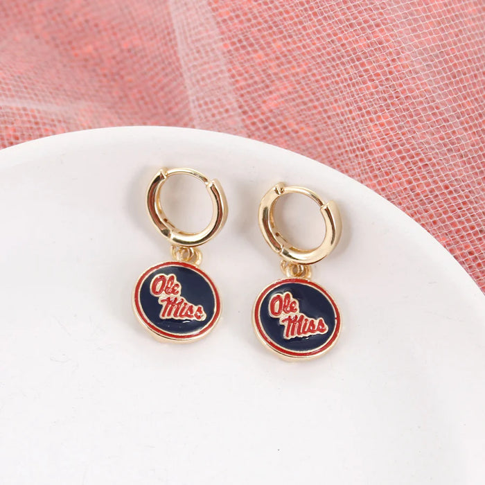 Mississippi Gold Huggie Hoop Earrings w/ Enamel Logo